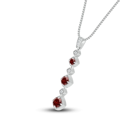 Kalung Garnet Alami 1/20 ct tw Berlian Dengan 925 Sterling Silver