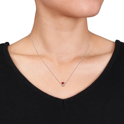 Safir Buatan Lab &amp; Kalung Perak Sterling Ruby Buatan Lab