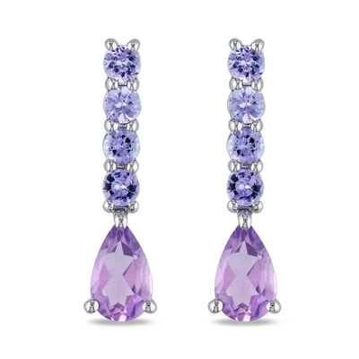 2,46 ct. t.w. Batu kecubung dan 1/10 ct. t.w. Anting Berlian Leverback dalam Perak Sterling