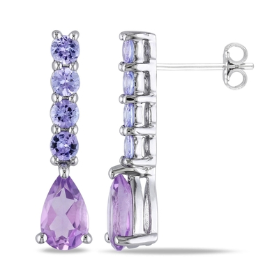 Amethyst &amp; Diamond Drop Earrings dalam 9ct Gold Drop Earrings Untuk Wanita