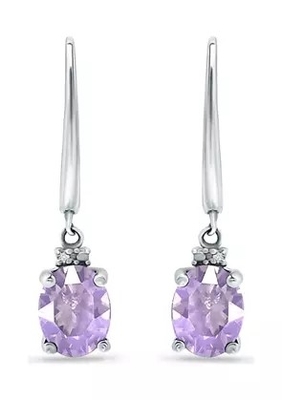 2,46 ct. t.w. Batu kecubung dan 1/10 ct. t.w. Anting Berlian Leverback dalam Perak Sterling