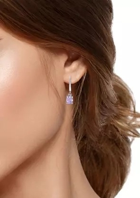 2,46 ct. t.w. Batu kecubung dan 1/10 ct. t.w. Anting Berlian Leverback dalam Perak Sterling