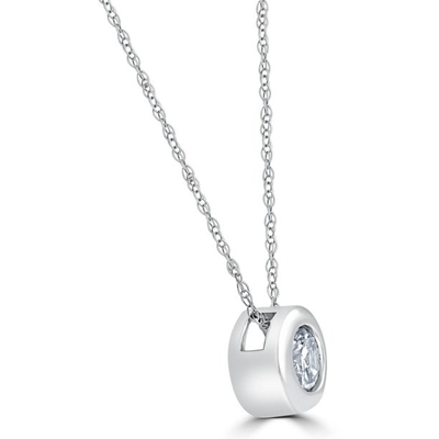 1/4 ct Round Diamond Solitaire Bezel Pendant Necklace 18&quot; 14k White Gold (4.1)4.1 bintang dari 7 ulasan7 ulasan