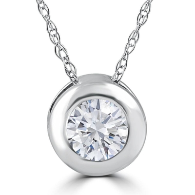 Imperial 1/6Ct TDW Berlian 10k Mawar Emas Berlian Bulat Halo Liontin Kalung