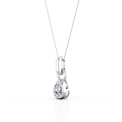 0.33 Karat Pear Cut Diamond - Solitaire - Kalung Liontin Pengaturan Bezel - Emas Putih 10K