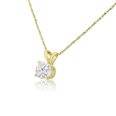 Kalung Solitaire Berlian 1/2 Karat Dalam Emas Kuning 14 Karat (Warna J-K, Kejelasan I1-I2)