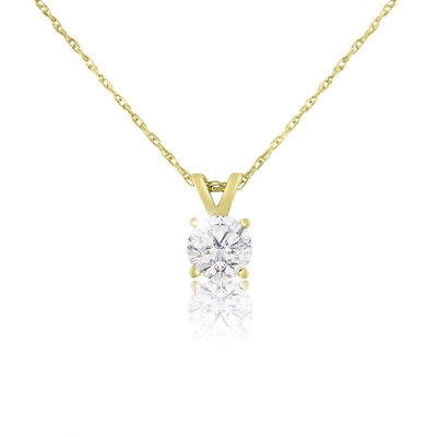 Kalung Solitaire Berlian 1/2 Karat Dalam Emas Kuning 14 Karat (Warna J-K, Kejelasan I1-I2)