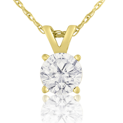 Kalung Solitaire Berlian 1/2 Karat Dalam Emas Kuning 14 Karat (Warna J-K, Kejelasan I1-I2)