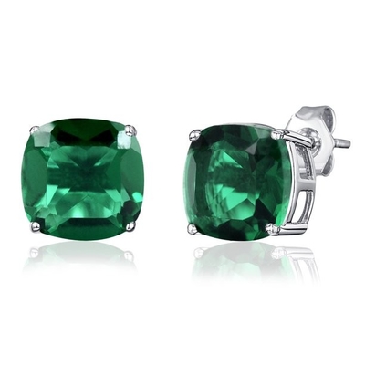 Chic Perak 925 Sterling Silver Heart Pendant Kalung Simulasi Emerald Birthstone Kalung