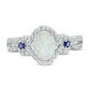 5.0mm Opal Berbentuk Hati dan 1/8 CT. T.W. Cincin Bingkai Berlian dalam Perak Sterling