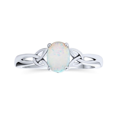 Thin CZ Accent Stackable 1/2 Eternity Oval Blue Pink Dibuat Cincin Band Opal Untuk Wanita