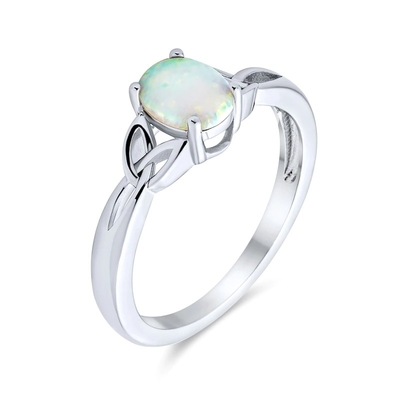Thin CZ Accent Stackable 1/2 Eternity Oval Blue Pink Dibuat Cincin Band Opal Untuk Wanita