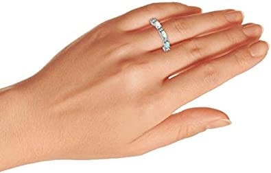 Thin CZ Accent Stackable 1/2 Eternity Oval Blue Pink Dibuat Cincin Band Opal Untuk Wanita