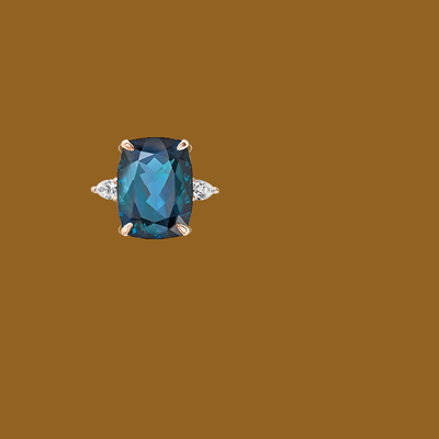 Soiree London Blue Topaz Dan Perhiasan Cincin Pertunangan Cocktail Bersertifikat