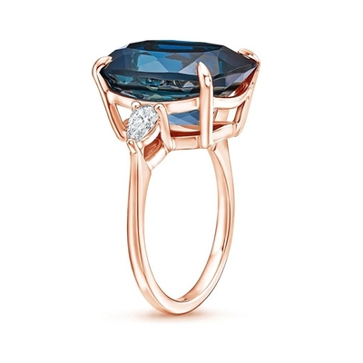 Soiree London Blue Topaz Dan Perhiasan Cincin Pertunangan Cocktail Bersertifikat