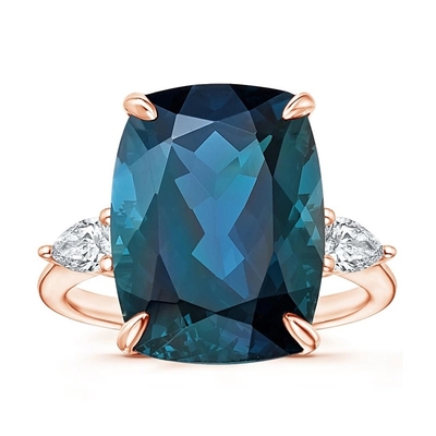 Soiree London Blue Topaz Dan Perhiasan Cincin Pertunangan Cocktail Bersertifikat