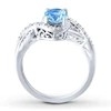 Topaz Biru Swiss Klasik Dan Cincin Pertunangan Berlian Tiga Batu 925 Sterling Silver