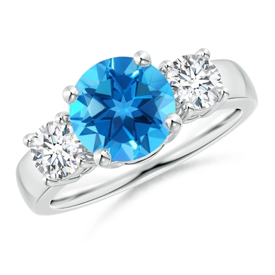 Girls Diamond Aksen Blue Topaz Ring Dengan 925 Sterling Silver