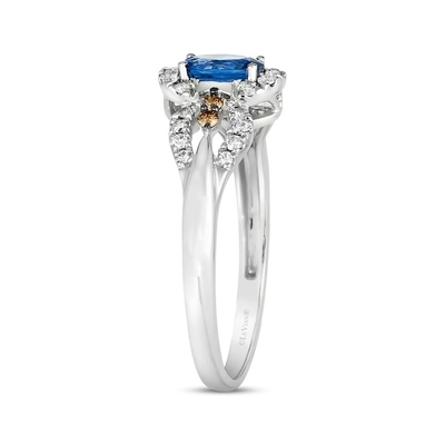 Le Vian Oval Cut Sapphire Ring 1/5 Cttw Diamonds 14K Vanilla Gold