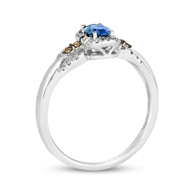 Le Vian Oval Cut Sapphire Ring 1/5 Cttw Diamonds 14K Vanilla Gold