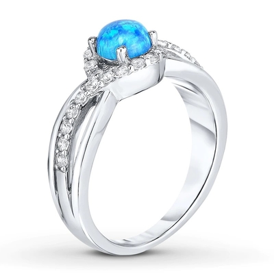 Lab Membuat Blue Opal Ring White Topaz Dengan 925 Sterling Silver