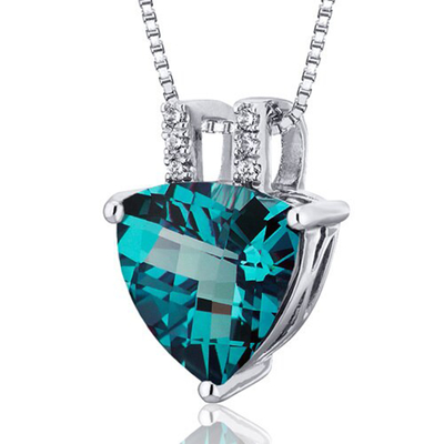 Grosir 925 Sterling Silver Perhiasan Fashion CZ Wanita Kalung Lab Dibuat Alexandrite Stone Pendant