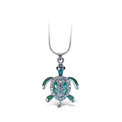 Sterling Silver Blue Sea Turtle Pendant Kalung Perhiasan untuk Wanita Wanita Turtle Animal Earings