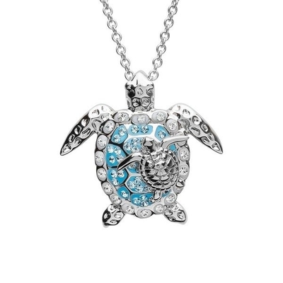 Sterling Silver Blue Sea Turtle Pendant Kalung Perhiasan untuk Wanita Wanita Turtle Animal Earings