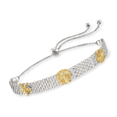 14kt Kuning Emas Sea Life Gelang 7 Inch Seashore Fine Jewelry Hadiah Ideal Untuk Wanita Hadiah Set Dari Hati