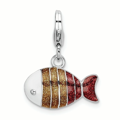 925 Sterling Silver Lobster Gesper Enamel Ikan Pesona Kalung Liontin Kehidupan Laut Perhiasan Untuk Wanita Hadiah Untuk Dia