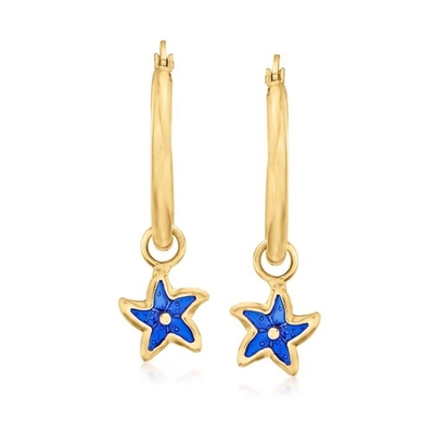 14 k Kuning Emas Dolphin Hoop Earrings Ear Hoops Set Hewan Kehidupan Laut Perhiasan Untuk Wanita Hadiah Untuk Dia