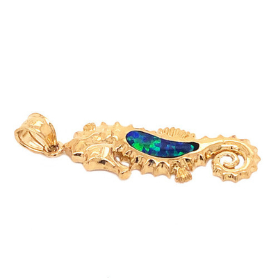 Kalung Liontin Kuda Laut Kuning Emas Biru Safir, Perhiasan Kehidupan Laut Gaya Laut