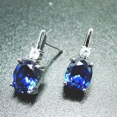 Wanita Anting-Anting Anting-Anting Berlapis Emas 14K Oval Cut Topaz CZ Wanita Batu Permata Alami Anting-Anting Anting-Anting