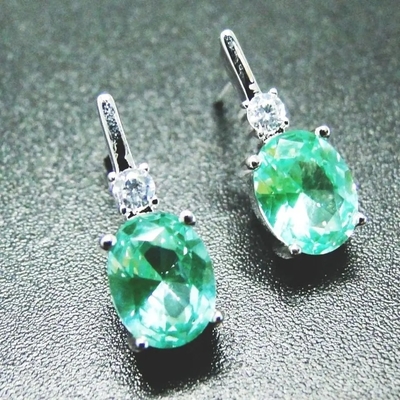 Wanita Anting-Anting Anting-Anting Berlapis Emas 14K Oval Cut Topaz CZ Wanita Batu Permata Alami Anting-Anting Anting-Anting