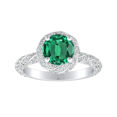 Halus Mungil Wanita Perhiasan CZ Aksen Round Green Sapphire S925 Berlapis Emas Pertunangan Janji Cincin
