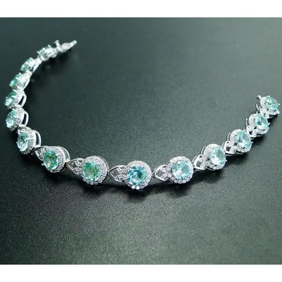 925 Sterling Silver Gelang Wanita Elegan Pave Setting Green Spinel Bangle