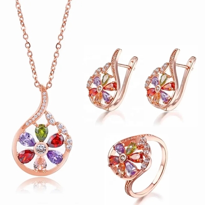 Garnet Morganite Peridot Crystal Zircon Set Anting-Anting Kalung Liontin Cincin