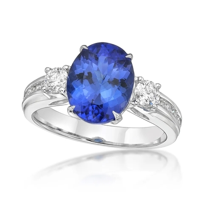 925 Sterling Silver Grosir Tanzanite Cincin Oval Cut Batu Biru Tanzanite Pernikahan Cincin Pertunangan