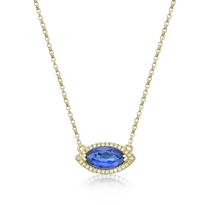 925 Sterling Silver Kuning Emas Disepuh Oval Cut Tanzanite Gelang
