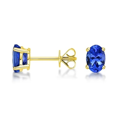 Pernikahan Perhiasan Panjang Anting-Anting Biru Tanzanite Warna Batu 925 Perak Berlapis Rhodium