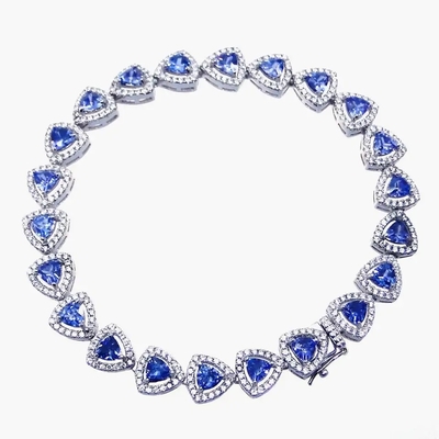 925 Sterling Silver Kuning Emas Disepuh Oval Cut Tanzanite Gelang