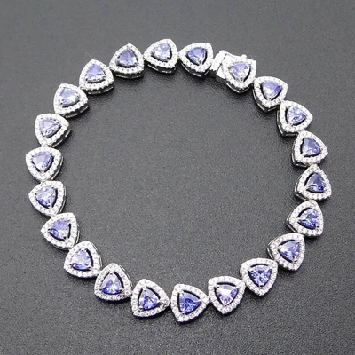 Grosir 925 Sterling Silver Rose Gold Plated Eye Tanzanite Bracelet