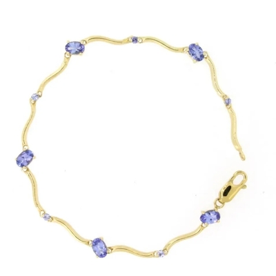 925 Sterling Silver Kuning Emas Disepuh Oval Cut Tanzanite Gelang