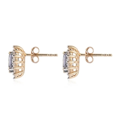 Solid 925 Sterling Silver Dibuat Tanzanite CZ Perhiasan Natal Stud Anting-Anting untuk Wanita