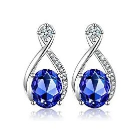 14K Kuning Emas Perhiasan CZ Halo Oval Cut Premium Hijau Tanzanite Stud Anting-Anting Wanita Klasik Anting-Anting