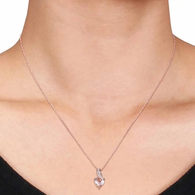 Desain Baru Rose Gold Plated Morganite Stones Women Gift Wedding Pendant Kalung