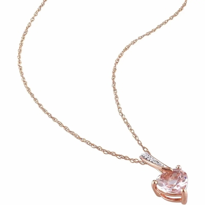 Desain Baru Rose Gold Plated Morganite Stones Women Gift Wedding Pendant Kalung
