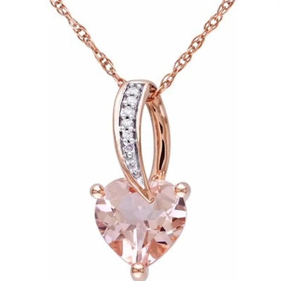 Desain Baru Rose Gold Plated Morganite Stones Women Gift Wedding Pendant Kalung