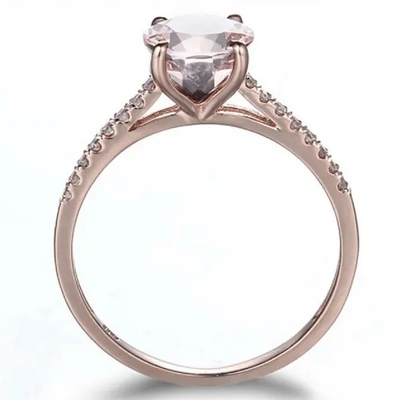 Desain Baru Rose Gold Plated Morganite Stones Women Gift Wedding Pendant Kalung