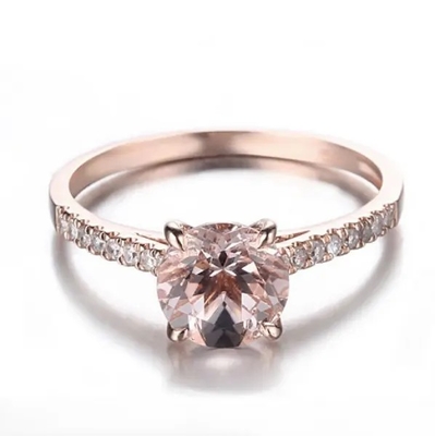 Desain Baru Rose Gold Plated Morganite Stones Women Gift Wedding Pendant Kalung